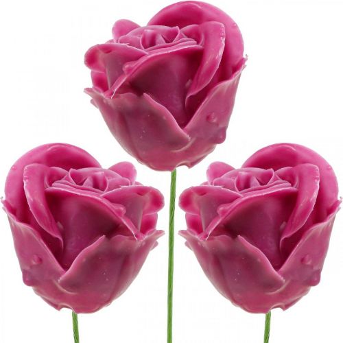 Kunstrozen fuchsia wasrozen decoratieve rozen was Ø6cm 18 st