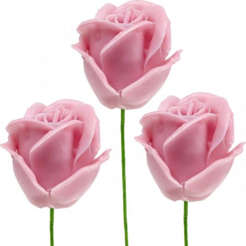 Kunstrozen roze wasrozen decoratieve rozen was Ø6cm 18 st