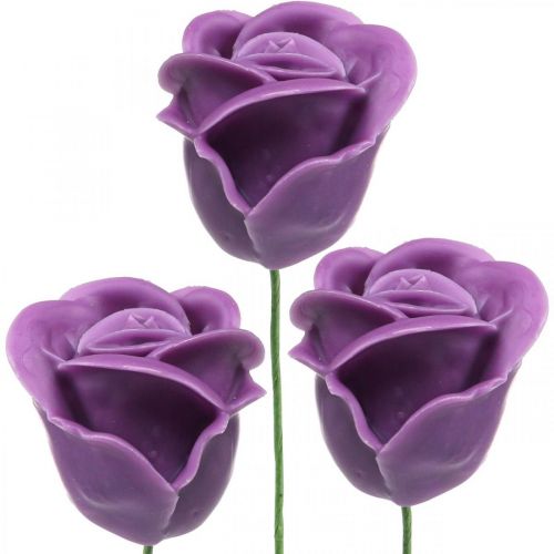 mechanisme Dodelijk lijden Floristik24.nl Kunstrozen violet wax rozen deco rozen wax Ø6cm 18st -  goedkoop online kopen