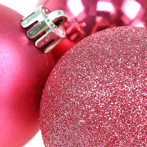 Artikel Kerstbal kunststof roze Ø5cm 9st