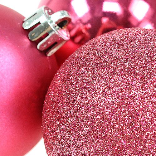 Floristik24 Kunststof kerstballen roze Ø6cm 10st