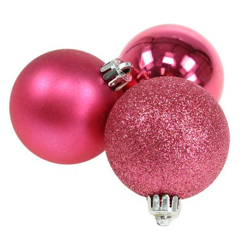 Floristik24 Kunststof kerstballen roze Ø6cm 10st