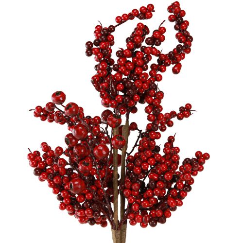 Kunsttak met rode bessen herfstkerst 60cm 2st