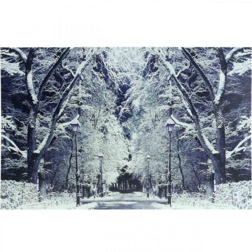 LED foto winterlandschap park met lantaarns LED muurschildering 58x38cm