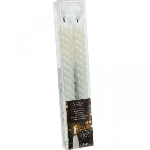 Floristik24 LED-stokkaarsen wit timer echte was voor batterij 25cm 2 stuks