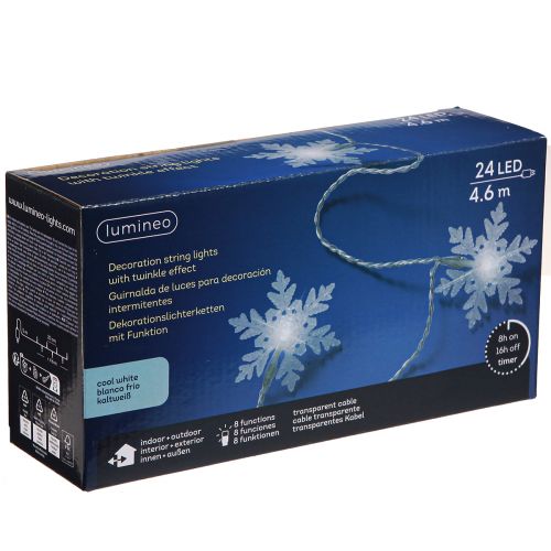 Artikel LED slinger sneeuwvlokken buiten koud wit 24 LED 460cm