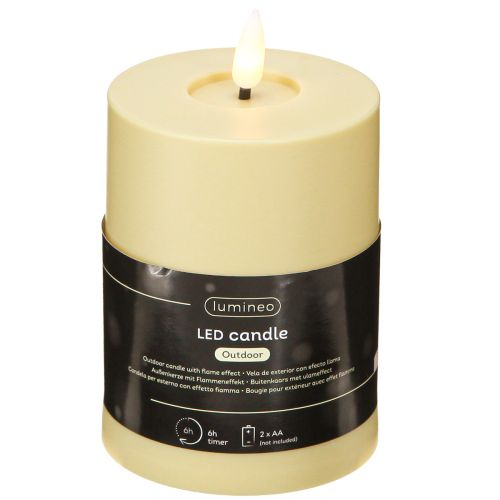Artikel LED Kaars Buiten Timer Vlam Effect Groen Beige H12cm