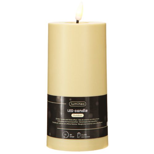 Artikel LED Kaars met Timer Groen Beige Buiten Ø7.5cm H18cm