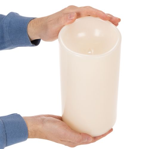 Grote LED-kaars op batterijen met timer, warm wit, voor buiten, 25 cm | Floristik24.nl