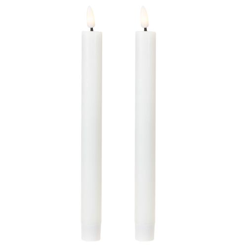 LED kaarsen witte taps toelopende kaarsen was warm wit 24,5cm 2 stuks