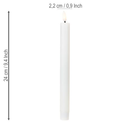 Floristik24 LED kaarsen witte taps toelopende kaarsen was warm wit 24,5cm 2 stuks