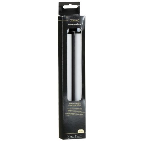Artikel LED kaarsen witte taps toelopende kaarsen was warm wit 24,5cm 2 stuks