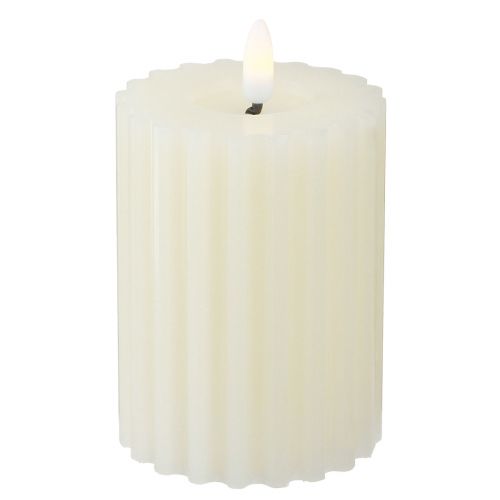 Floristik24 LED-kaarsen met timer wasgroefkaarsen 7,5/10cm crème 2 stuks