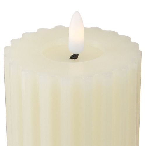 Floristik24 LED-kaarsen met timer wasgroefkaarsen 7,5/10cm crème 2 stuks