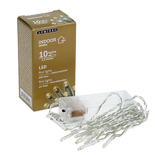 Floristik24 LED-kerstverlichting 10 stuks 1,3 m warmwit, werkt op batterijen
