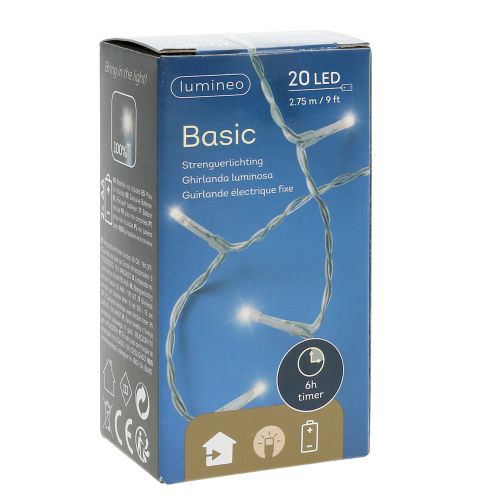 Floristik24 LED lichtslinger warm wit met timer 20 275cm