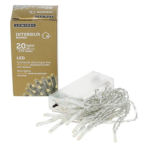 Floristik24 LED lichtketting 20 cm 275cm met batterij warm wit