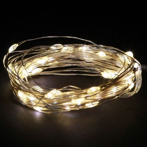 LED-lichtsnoer 40 micro-LED&#39;s warm witte timer voor batterij 6 stuks