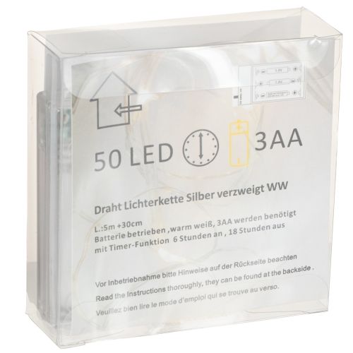 Artikel LED-lichtsnoer, 50 lampjes, op batterijen, 5 m, warm wit