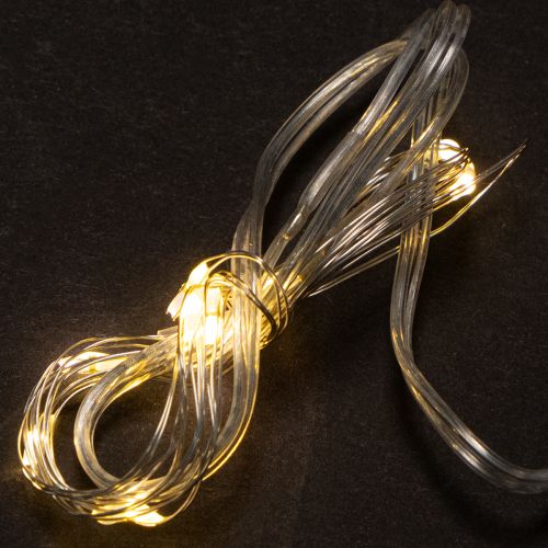 Batterijgevoede lichtslinger voor binnen, warm wit, 10 LED's, 1 meter lang, 6 stuks