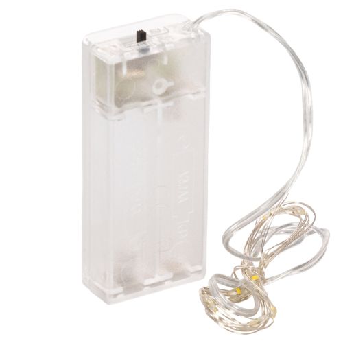 Batterijgevoede lichtslinger voor binnen, warm wit, 10 LED's, 1 meter lang, 6 stuks | Floristik24.nl