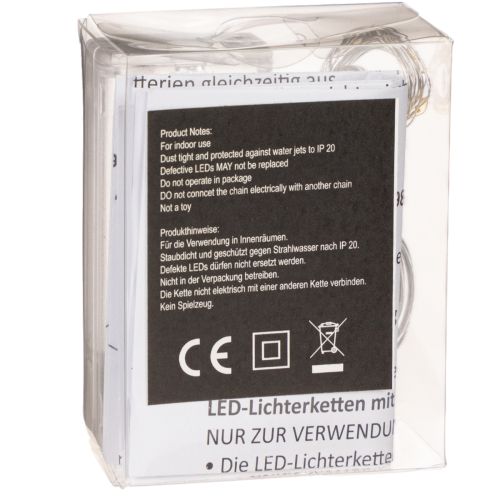 Batterijgevoede lichtslinger voor binnen, warm wit, 10 LED's, 1 meter lang, 6 stuks | Floristik24.nl