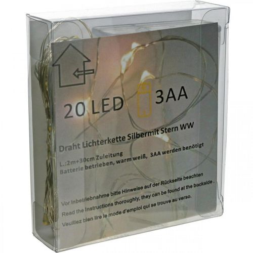 Artikel LED lichtketting 20 stuks voor batterij 2m warm wit 6 stuks