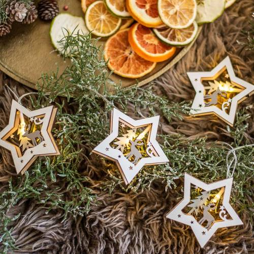 Floristik24 LED lichtketting houten sterren op batterijen