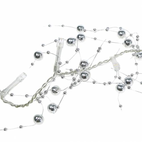 Floristik24 LED lichtketting parelslinger zilver warm wit L120cm
