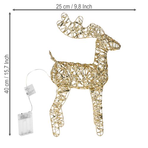 Artikel LED Rendier Metalen Kerstdecoratie Binnen Goud H40cm
