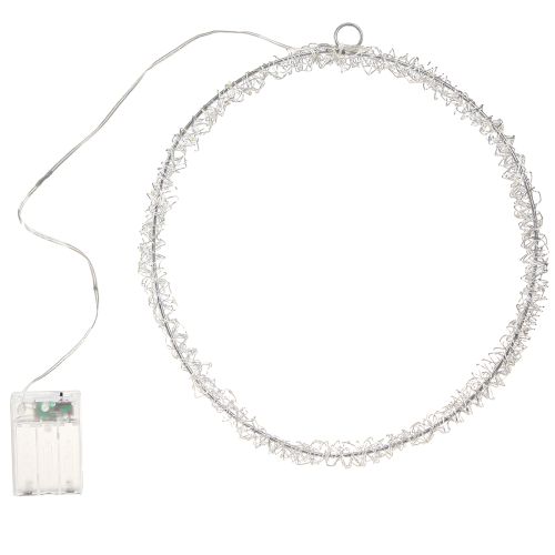 Floristik24 LED ring metalen decoratie om op te hangen zilver warm wit 30cm