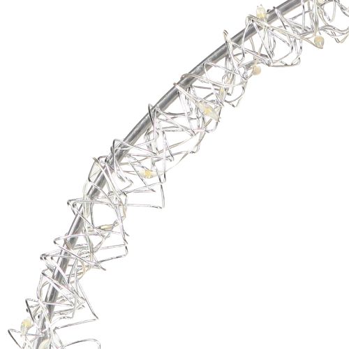 Artikel LED ring metalen decoratie om op te hangen zilver warm wit 30cm