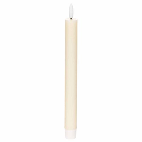 LED-kaars in wit met warm wit licht, 24 cm, met timer, 2 stuks