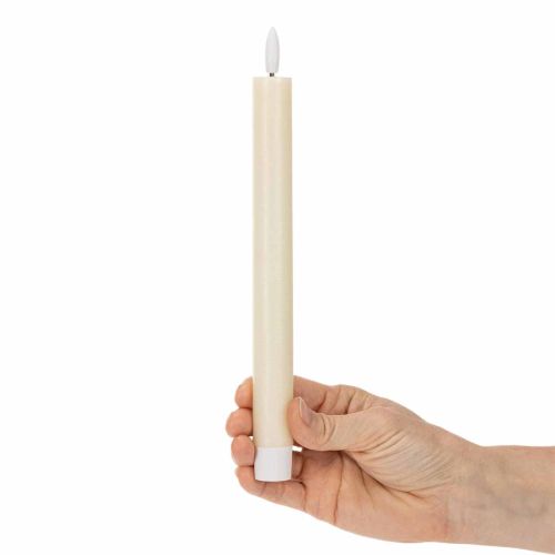 LED-kaars in wit met warm wit licht, 24 cm, met timer, 2 stuks | Floristik24.nl