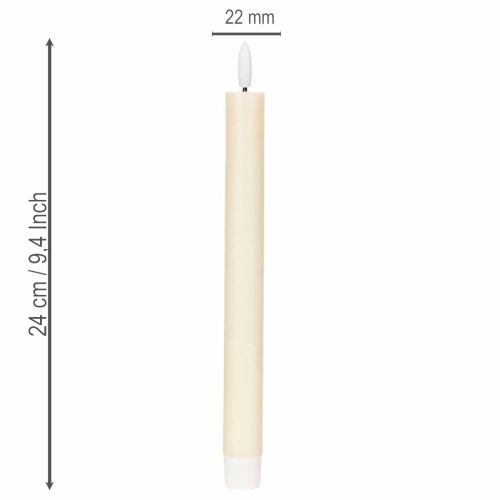 LED-kaars in wit met warm wit licht, 24 cm, met timer, 2 stuks | Floristik24.nl