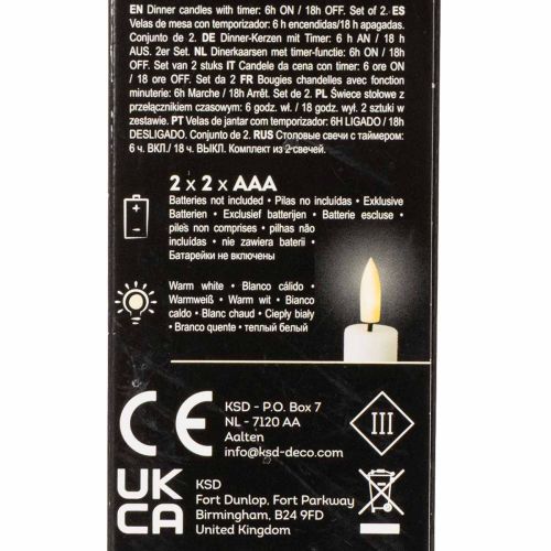 LED-kaars in wit met warm wit