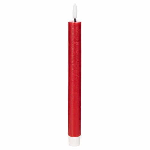 LED-kaars, rood met warm wit licht, 24 cm, 2 stuks
