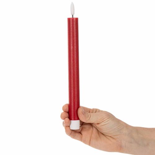 LED-kaars, rood met warm wit licht, 24 cm, 2 stuks | Floristik24.nl