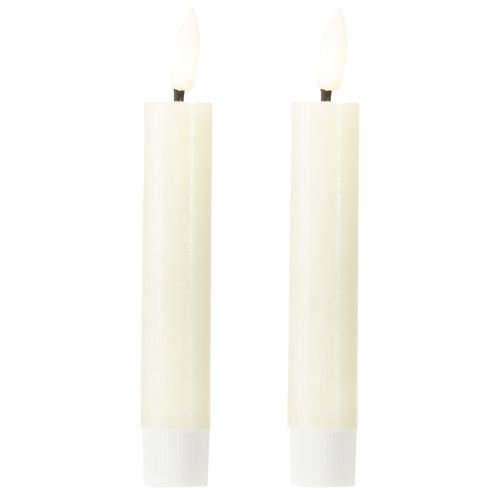 LED kaars crème warm wit echte was H14,5cm 2 stuks