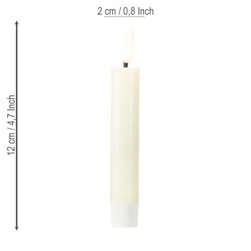 Floristik24 LED kaars crème warm wit echte was H14,5cm 2 stuks