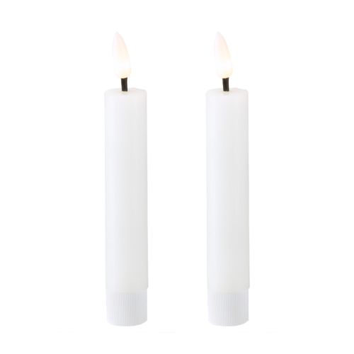 LED-stokkaars witte waskaars LED warm wit 14,5cm 2 stuks