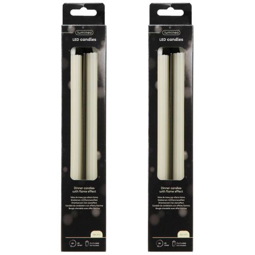 Artikel LED-stokkaarsen met timer groefkaarsen crème 24,5cm 4 stuks