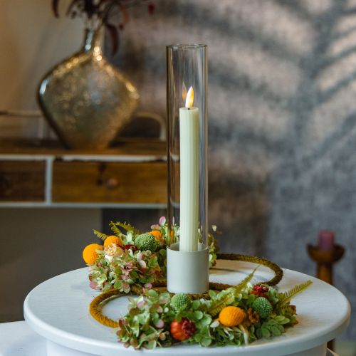 LED-stokkaarsen met timer groefkaarsen crème 24,5cm 4 stuks | Floristik24.nl