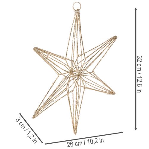 Decoratieve LED-ster van draad om op te hangen, voor gebruik binnenshuis, 32 cm | Floristik24.nl