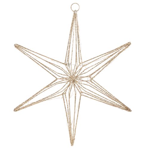 Decoratieve LED-ster van draad, hangende decoratie voor binnen, 40 LED's, warm wit, 42 cm