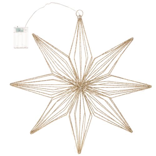 Decoratieve LED-ster van draad om op te hangen, voor gebruik binnenshuis, werkt op batterijen, 51 cm | Floristik24.nl