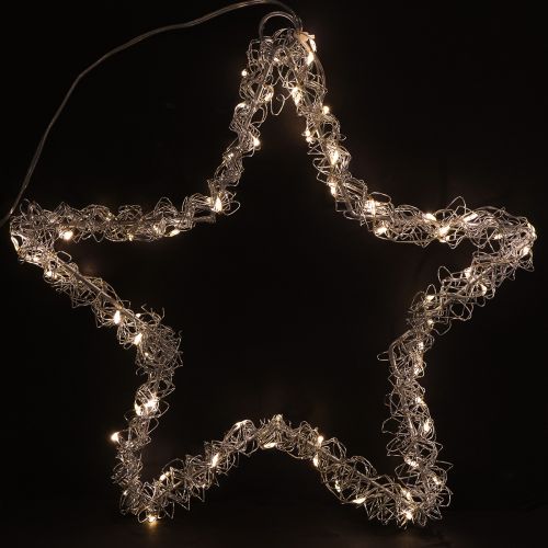 Floristik24 LED ster om op te hangen zilver metaal 70 LED warm wit Ø25cm