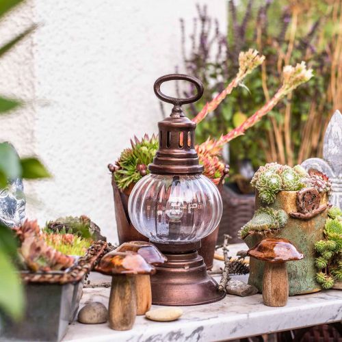 Floristik24 LED windlicht, metalen lamp, decoratief licht, vintage look Ø12.5cm H30cm