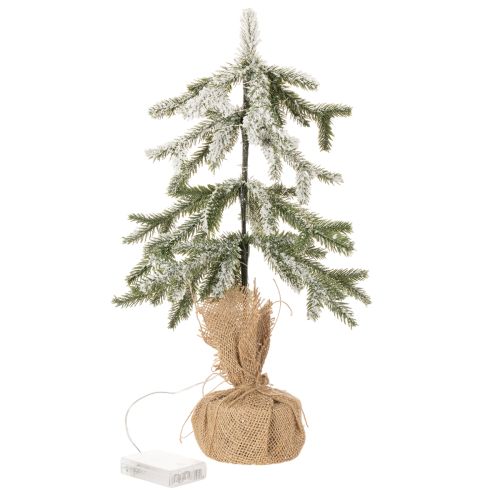 Kunstplant met sneeuw, LED-kerstboom in een jutezak, werkt op batterijen, voor gebruik binnenshuis, 50 cm | Floristik24.nl
