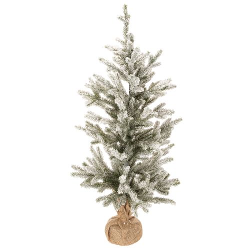 Kunstkerstboom met sneeuw in een jutezak, 40 ledlampjes, voor binnengebruik, 85 cm kopen | Floristik24.nl